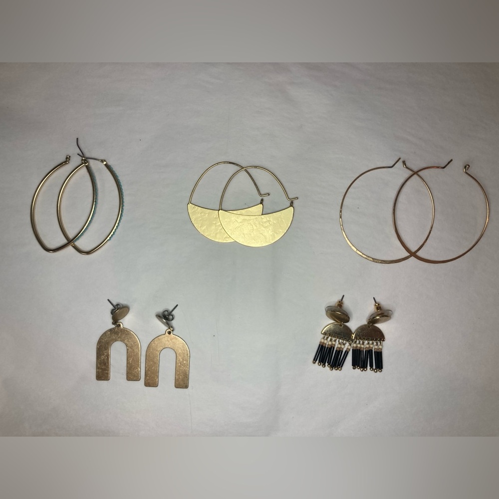 Five Pairs of Gold Earrings